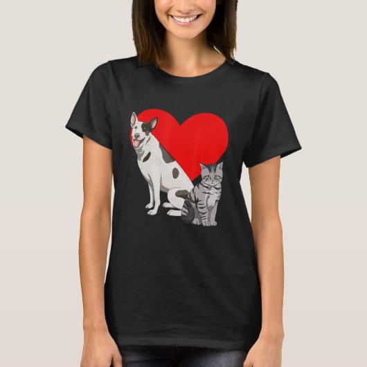 Ik hou van honden en katten Vrouwen eten dierenred T-shirt (Voorkant)