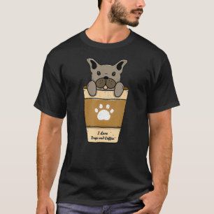 Ik hou van honden en koffie voor katoendopjes. t-shirt