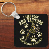 Ik hou van honden en Tattoos en misschien 3 mensen Sleutelhanger (Voorkant)