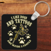 Ik hou van honden en Tattoos en misschien 3 mensen Sleutelhanger (Achterkant)