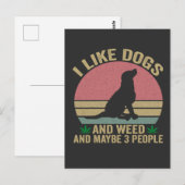 Ik hou van honden en wiet En misschien 3 mensen vi Briefkaart (Voorkant / Achterkant)