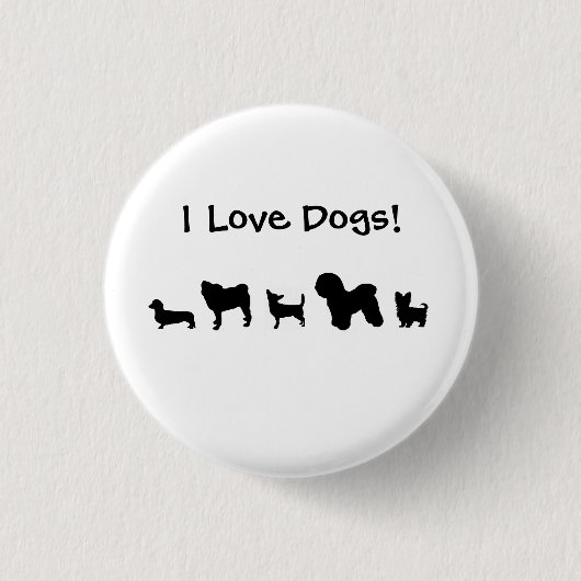 "Ik hou van honden!" Knoop Ronde Button 3,2 Cm (Voorkant)