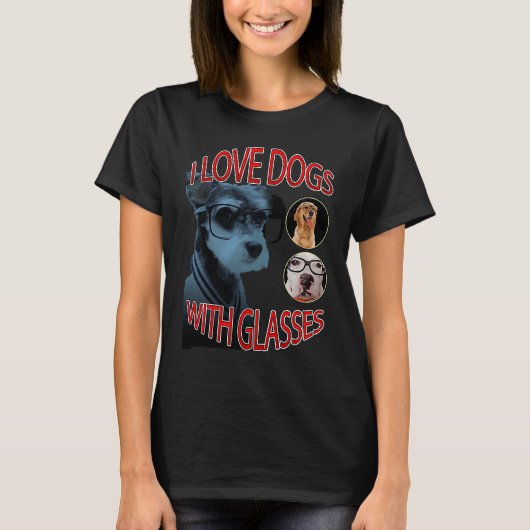 Ik hou van honden met bril t-shirt (Voorkant)