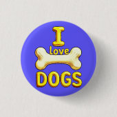 IK HOU VAN HONDEN RONDE BUTTON 3,2 CM (Voorkant)