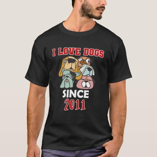 Ik hou van honden sinds 2011 t-shirt (Voorkant)