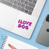 Ik hou van honden sticker (Laptop met iPhone)
