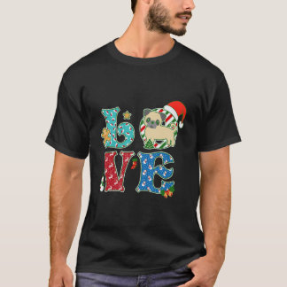 Ik hou van hondenpug Kerstmis T-shirt
