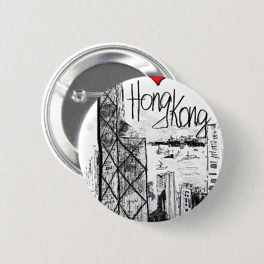 Ik hou van Hong Kong Ronde Button 5,7 Cm (Voorkant /achterkant)