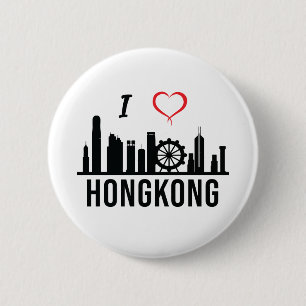 Ik hou van Hong Kong Skyline Hong Kong Zuidoost-Az Ronde Button 5,7 Cm