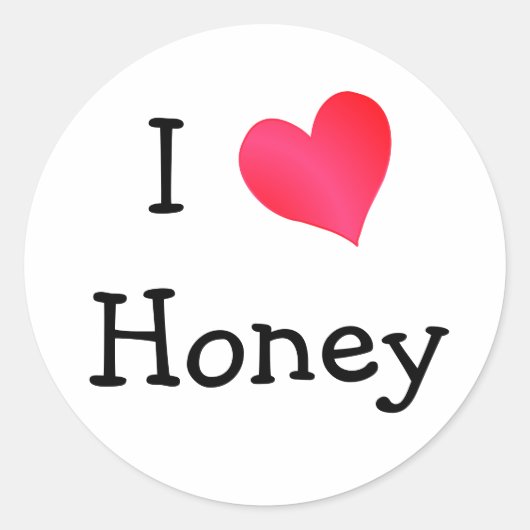 Ik hou van honing ronde sticker (Voorkant)