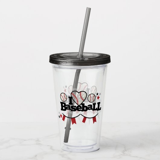 Ik hou van honkbal acryl drinkbeker (Achterkant)