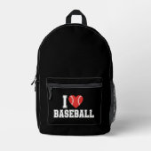Ik hou van honkbal bedrukte rugzak (Voorkant)