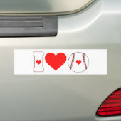 Ik hou van honkbal bumpersticker (Op auto)
