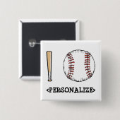 Ik hou van (honkbal) vierkante button 5,1 cm (Voorkant /achterkant)