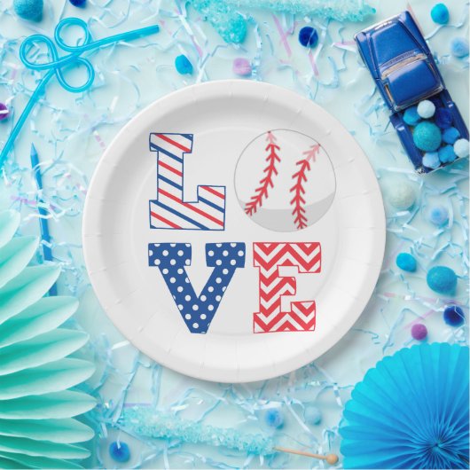 Ik hou van honkbalsporten papieren bordje (Feest)