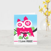 Ik hou van Hoo Valentijnsdag Owl Pun Kaart (Gele Bloem)