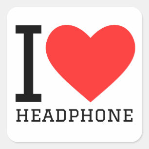 Ik hou van hoofdtelefoon vierkante sticker