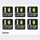 Ik hou van (hop) Chicago Craft Beer Vierkante Sticker (Vel)