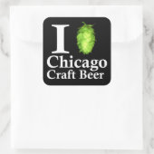 Ik hou van (hop) Chicago Craft Beer Vierkante Sticker (Tas)