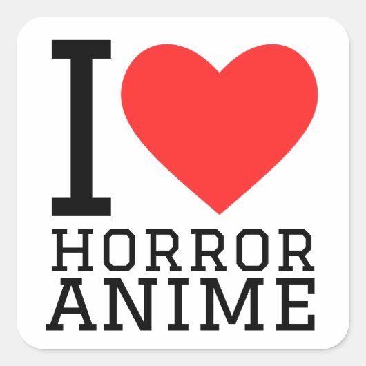 Ik hou van horror anime vierkante sticker (Voorkant)