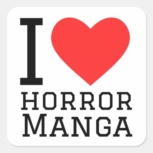 Ik hou van horror manga vierkante sticker (Voorkant)
