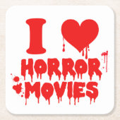 Ik hou van horrorfilms Bloody Paper Onderzetter (Voorkant)