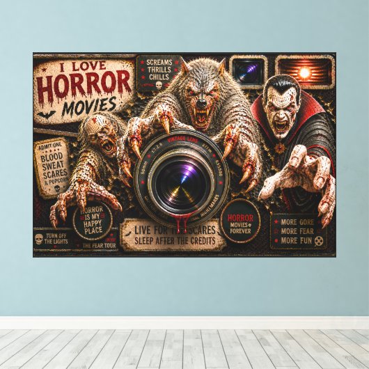 Ik hou van horrorfilms canvas afdruk (Insitu (Houten vloer))