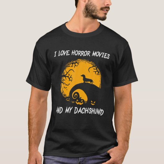 Ik hou van horrorfilms en mijn dachshund t-shirt (Voorkant)