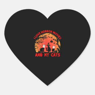 Ik hou van horrorfilms en mijn katten kitten enge  hart sticker