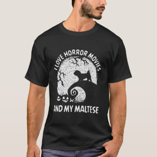 Ik hou van horrorfilms en mijn Maltese Halloween T-shirt