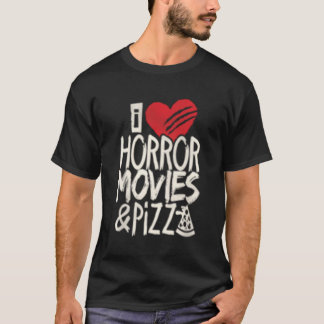 Ik hou van horrorfilms en pizzafilms t-shirt
