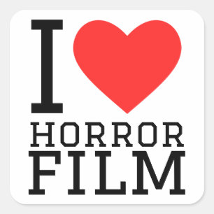 Ik hou van horrorfilms vierkante sticker
