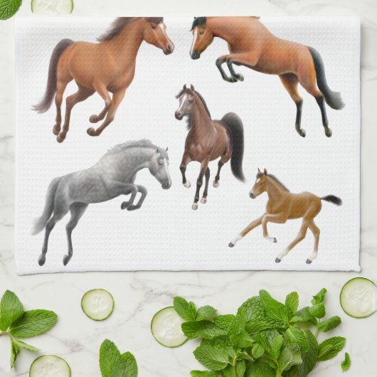 Ik hou van Horses Kitchen Towel Theedoek (Gevouwen)
