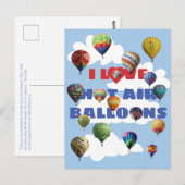 Ik hou van hot air ballonnen met meerdere kleuren  briefkaart (Voorkant / Achterkant)