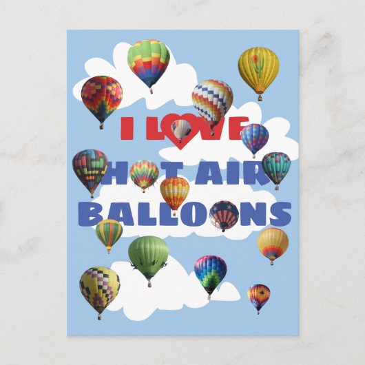 Ik hou van hot air ballonnen met meerdere kleuren  briefkaart (Voorkant)