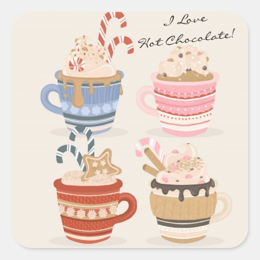 Ik hou van Hot Chocolate Scrapbooking & Journal Vierkante Sticker (Voorkant)