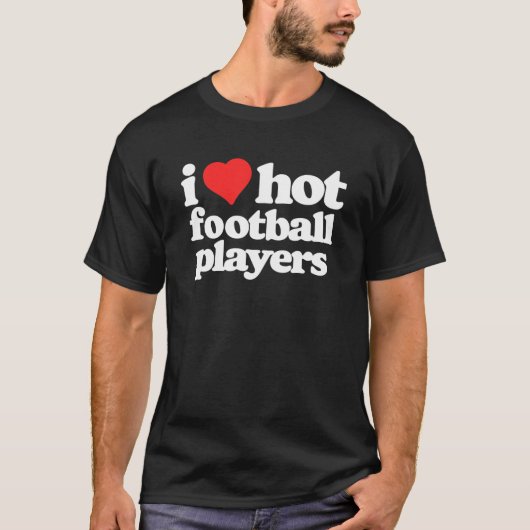 Ik hou van hot Football spelers Funny 80S horen T-shirt (Voorkant)