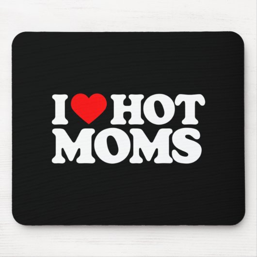 Ik hou van Hot Moms Fun Red Heart Love Moms Muismat (Voorkant)