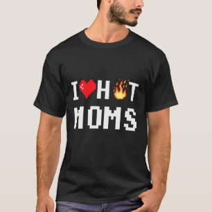 Ik hou van Hot Moms Red Heart Pixel T-shirt Hot Mo