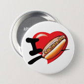 Ik Hou Van Hotdogs Knop Ronde Button 7,6 Cm (Voorkant /achterkant)