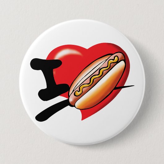 Ik Hou Van Hotdogs Knop Ronde Button 7,6 Cm (Voorkant)