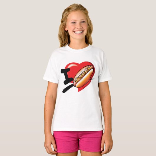 Ik hou van hotdogs meisjes T-shirt (Voorkant volledig)