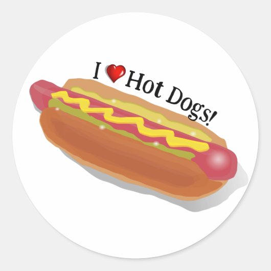 Ik hou van hotdogs! ronde sticker (Voorkant)