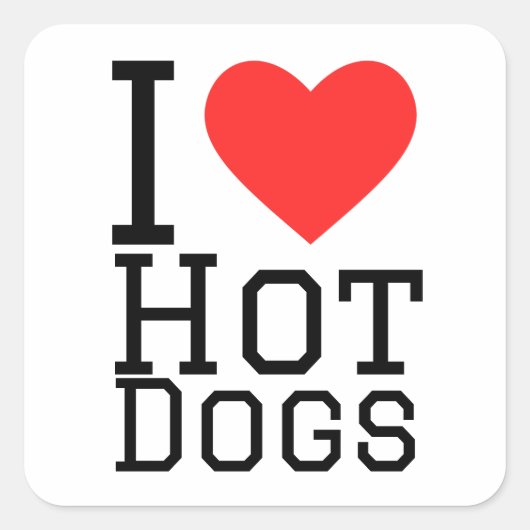 Ik hou van hotdogs vierkante sticker (Voorkant)