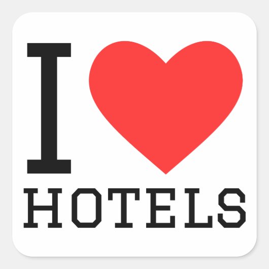 Ik hou van hotels vierkante sticker (Voorkant)
