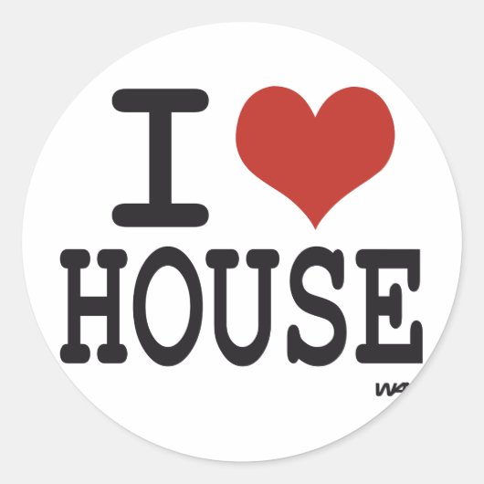 Ik hou van House muziek Ronde Sticker (Voorkant)