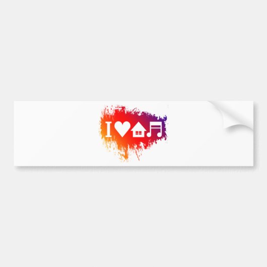 Ik hou van housemuziek bumpersticker (Voorkant)