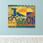 Ik hou van Houston en pop kunst Canvas Afdruk (Insitu (Houten vloer))