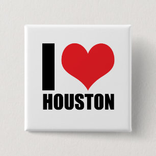 Ik hou van Houston Vierkante Button 5,1 Cm