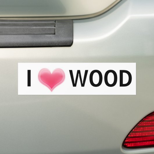 Ik hou van hout bumpersticker (Op auto)